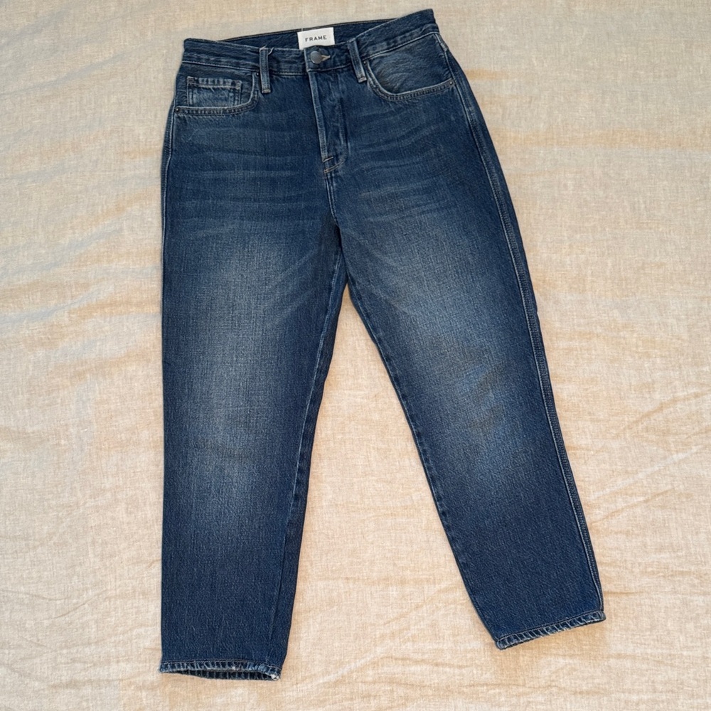 Frame Denim Le Original Jeans in Dark Blue, 26 x 25, euro hem altered